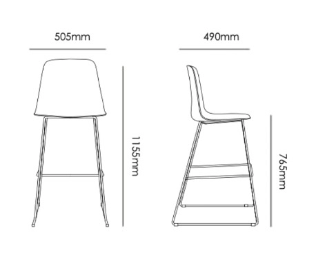 Een Baliekruk Lita 66cm zithoogte slede onderstel zwart gladde schaal koop je bij Meubels and More